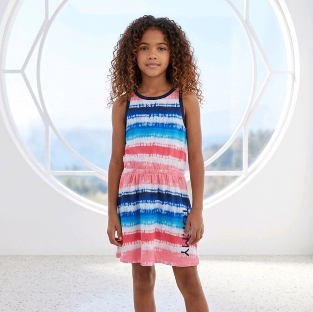 Tommy Hilfiger Girls Ombre Stripe Tank Dress Red White Blue Americana L 14/16